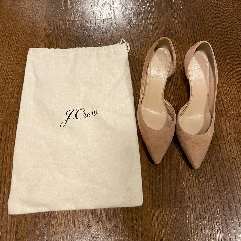 J Crew Pointy Cutout Suede Heels